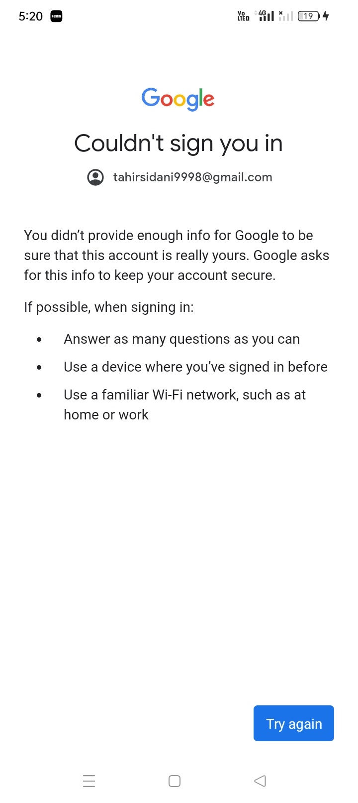 I am loss my Google account access and not verified my gmail