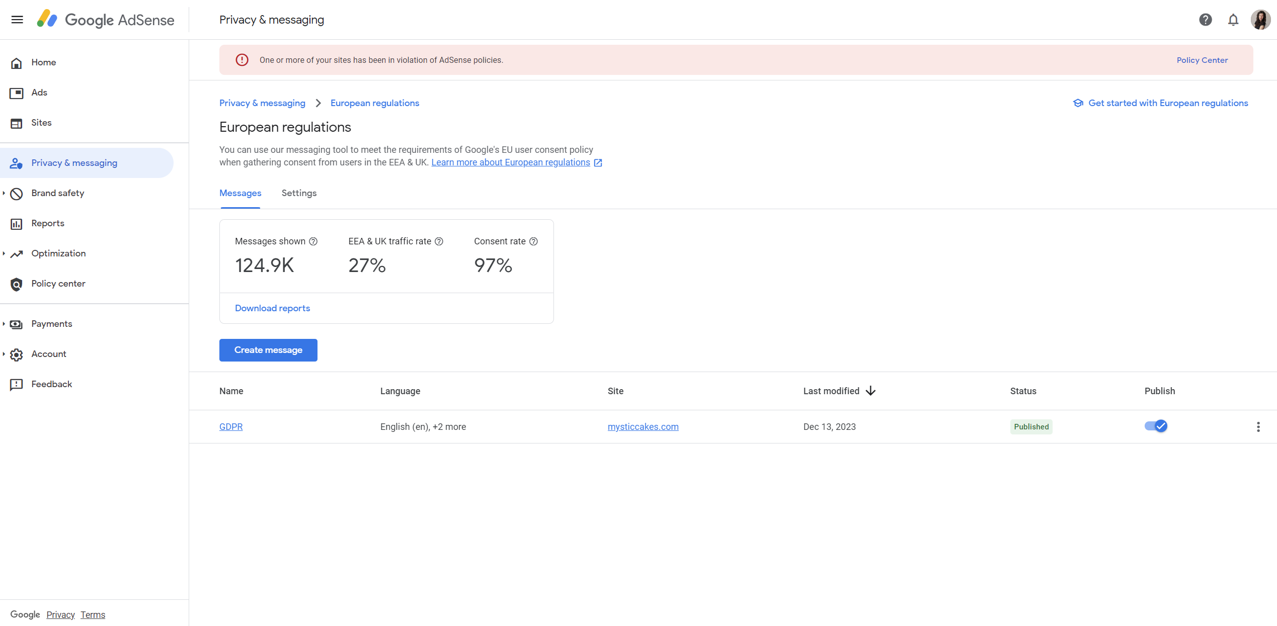Consent requirement: Certified CMP not adopted - Google AdSense Community