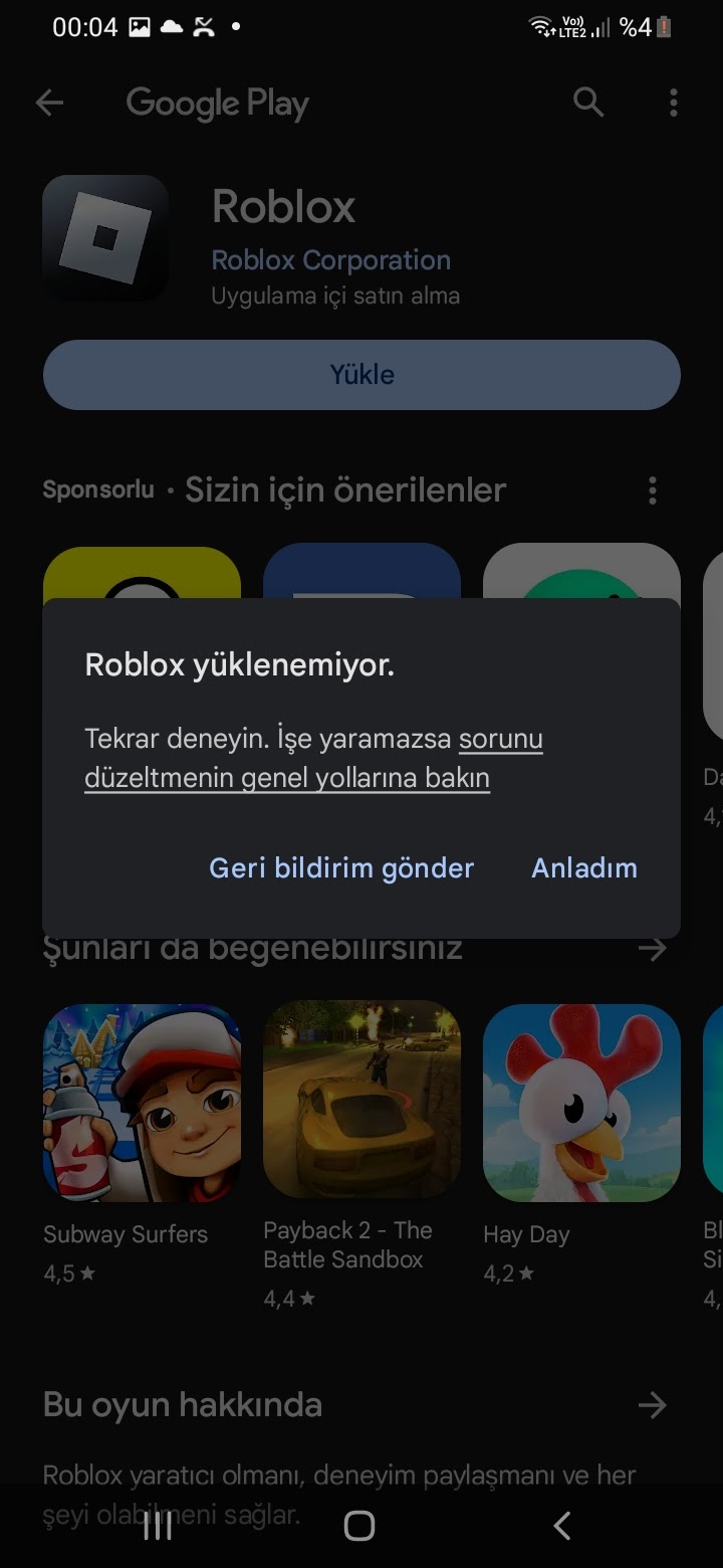 Roblox hata veriyor açılmıyor