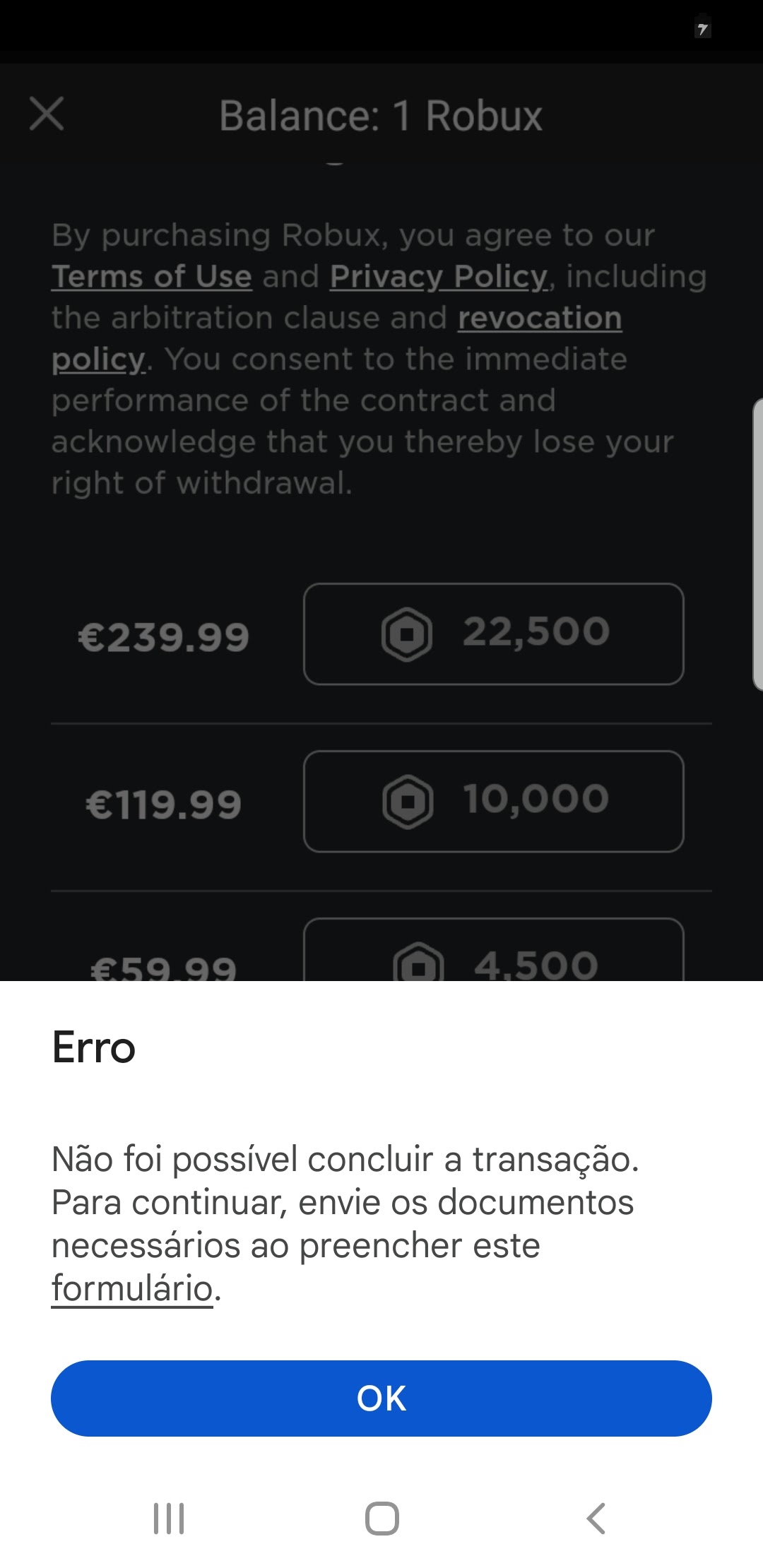 Tô tendo problema ao fazer compras no jogos - Comunidade Google Play