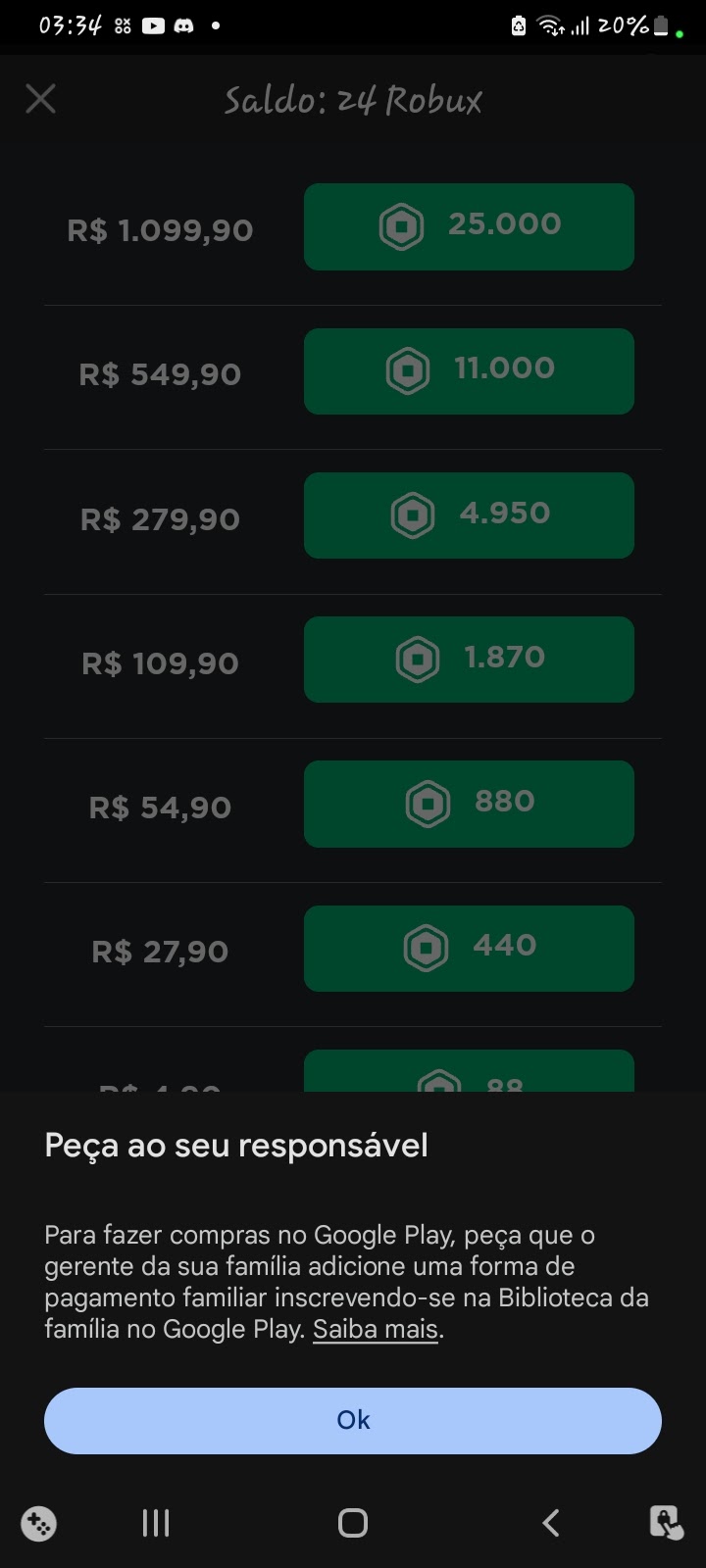 fiz um pix, foi aprovado, porém não recebi meus robux - Comunidade Google  Play