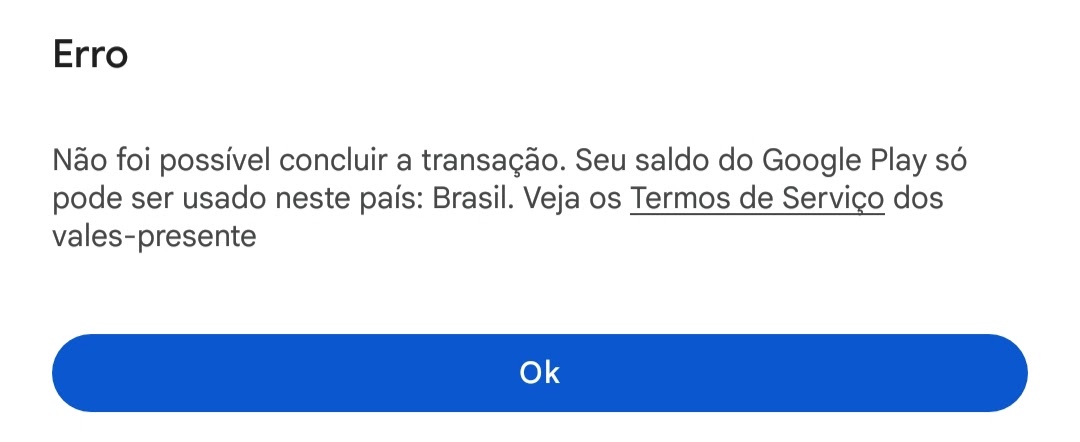 Não consigo comprar diamante no jogo aparece item indisponível na