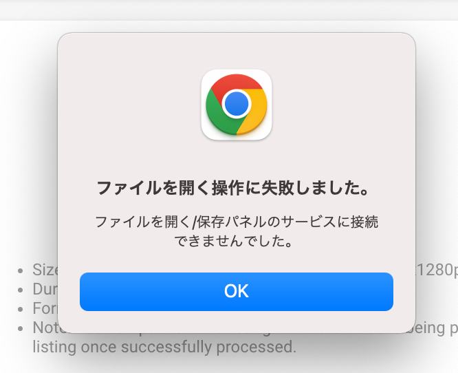 Google Chromeのブラウザでファイルを開こうとするとエラーがでます