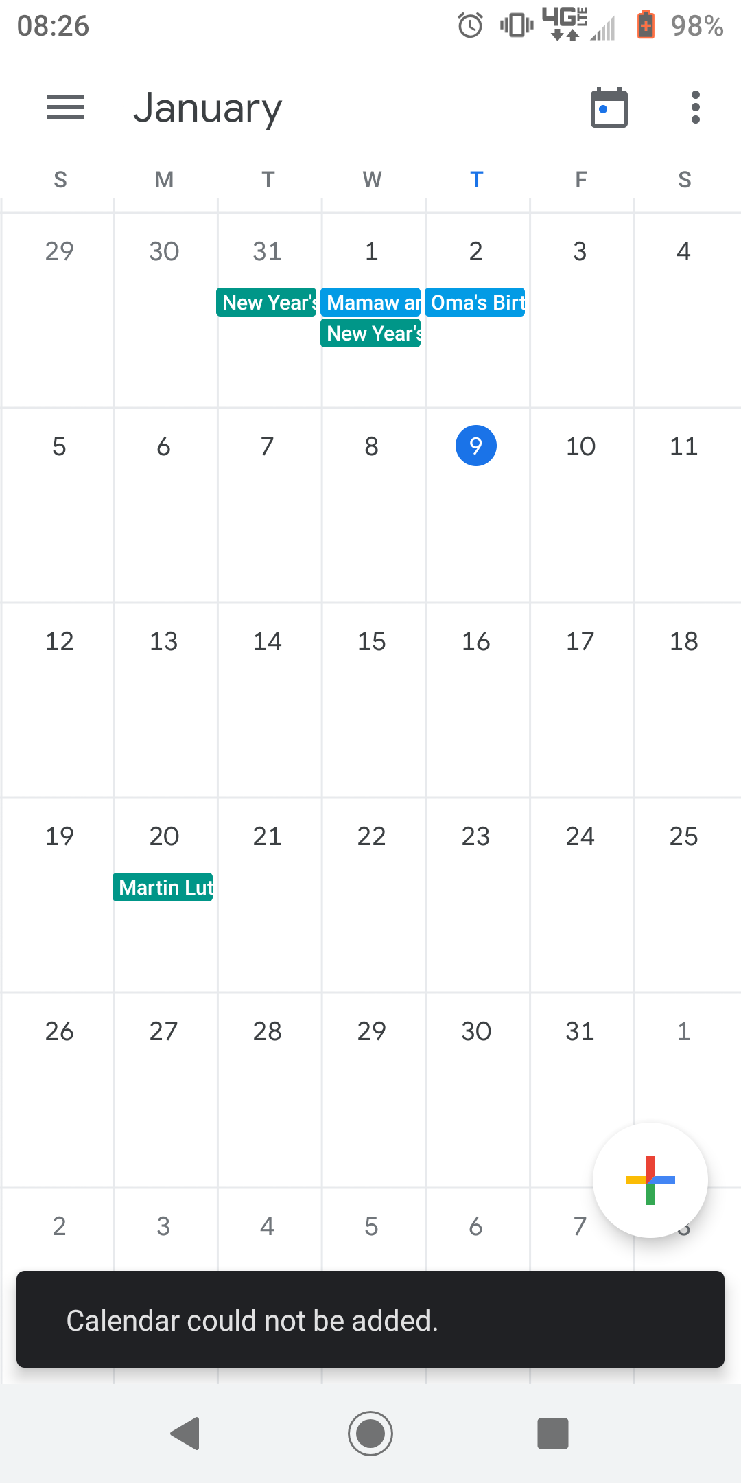 Google calendar and Could not add calender after i click the link in