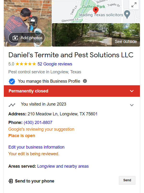 Google shows business as Permanently Closed Google Business