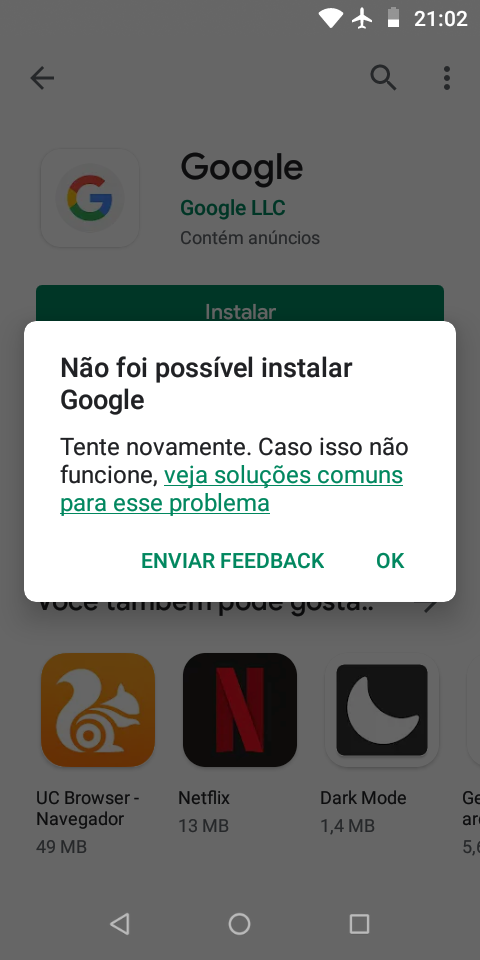 Não estou conseguindo entrar no jogo, apenas aparece uma mensagem falando  para instalar o Google pla - Comunidade Google Play