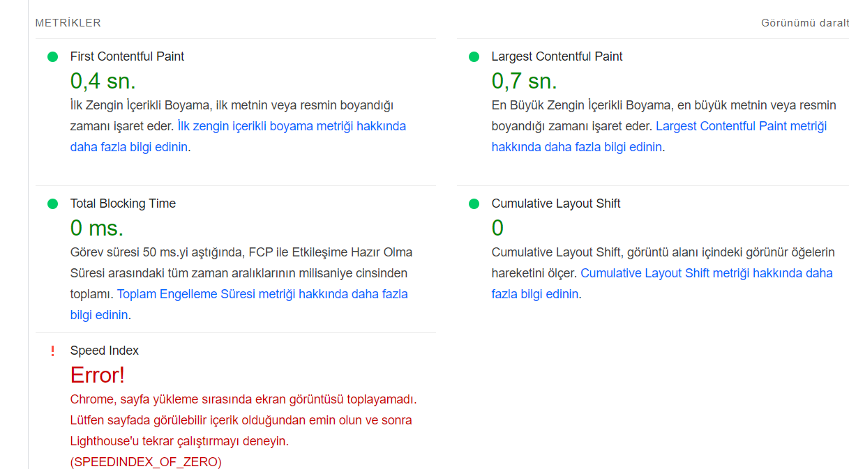 PageSpeed Insights Speed Index Hatası - Google Search Central