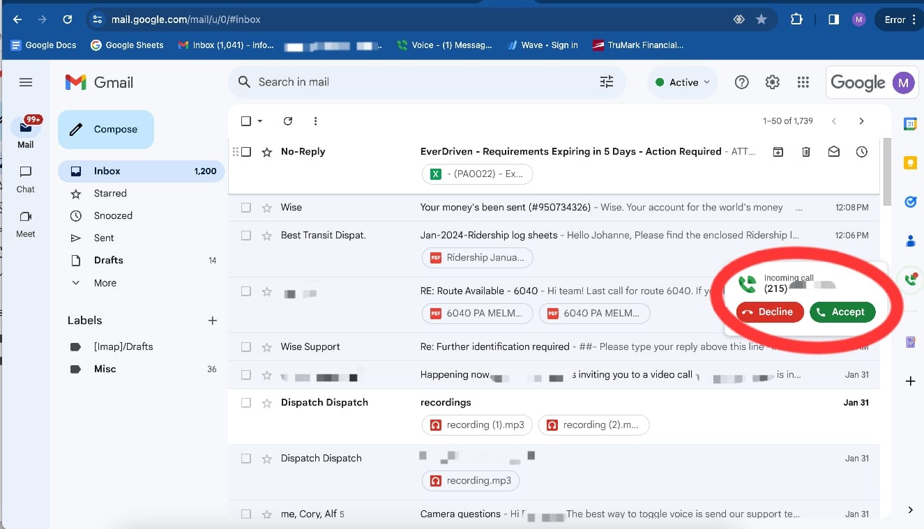 How do I get Google Voice to stop ringing in my gmail from the 
