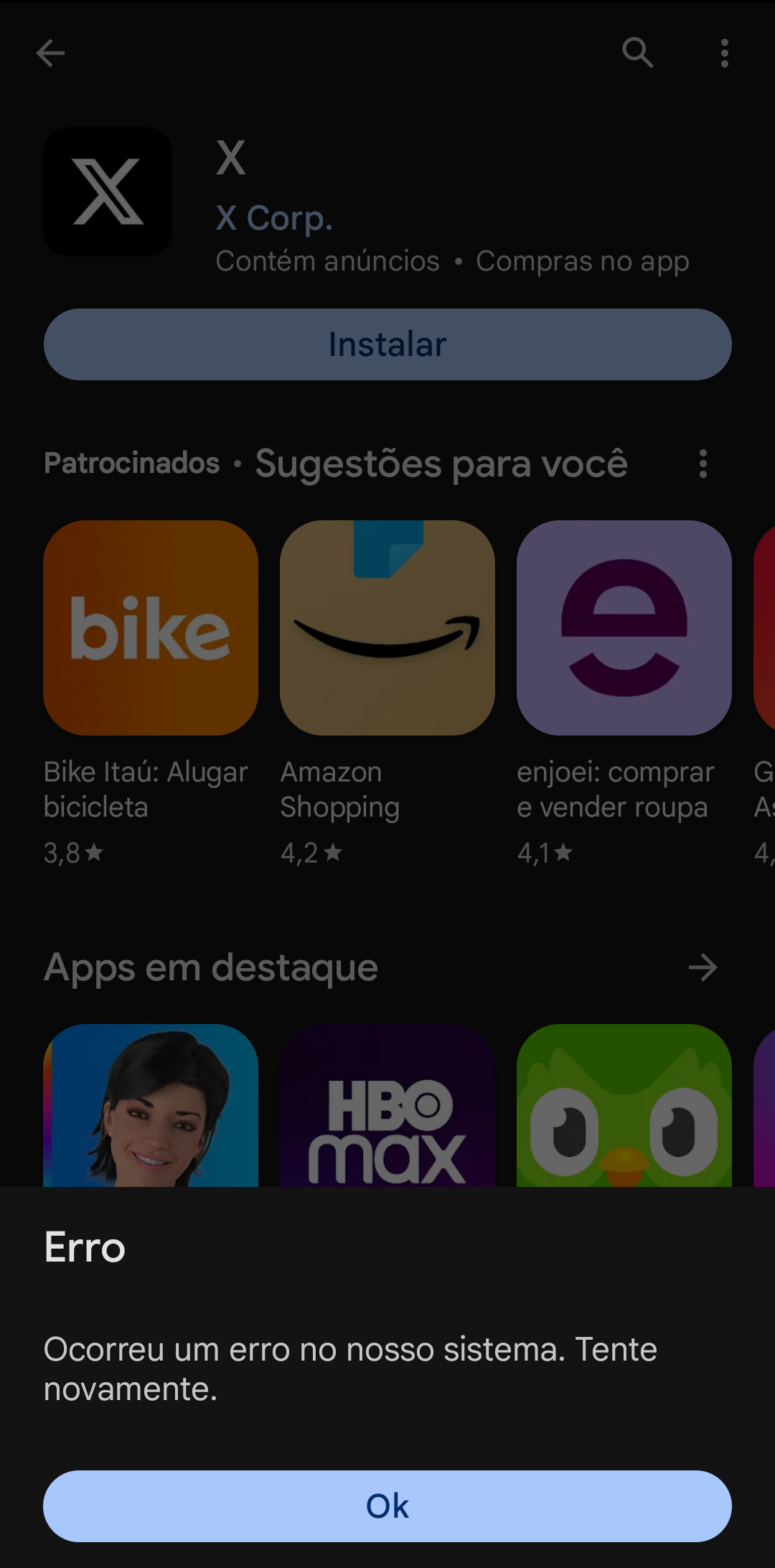 Não consigo baixar o aplicativo x. - Comunidade Google Play