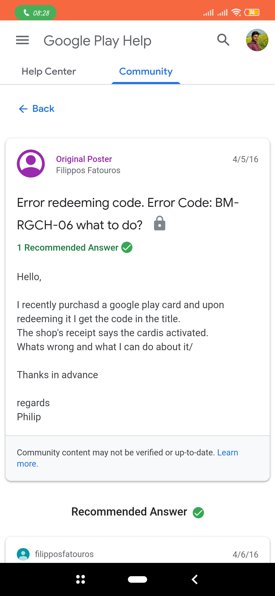 I messed up the redemption code - Google Play Community