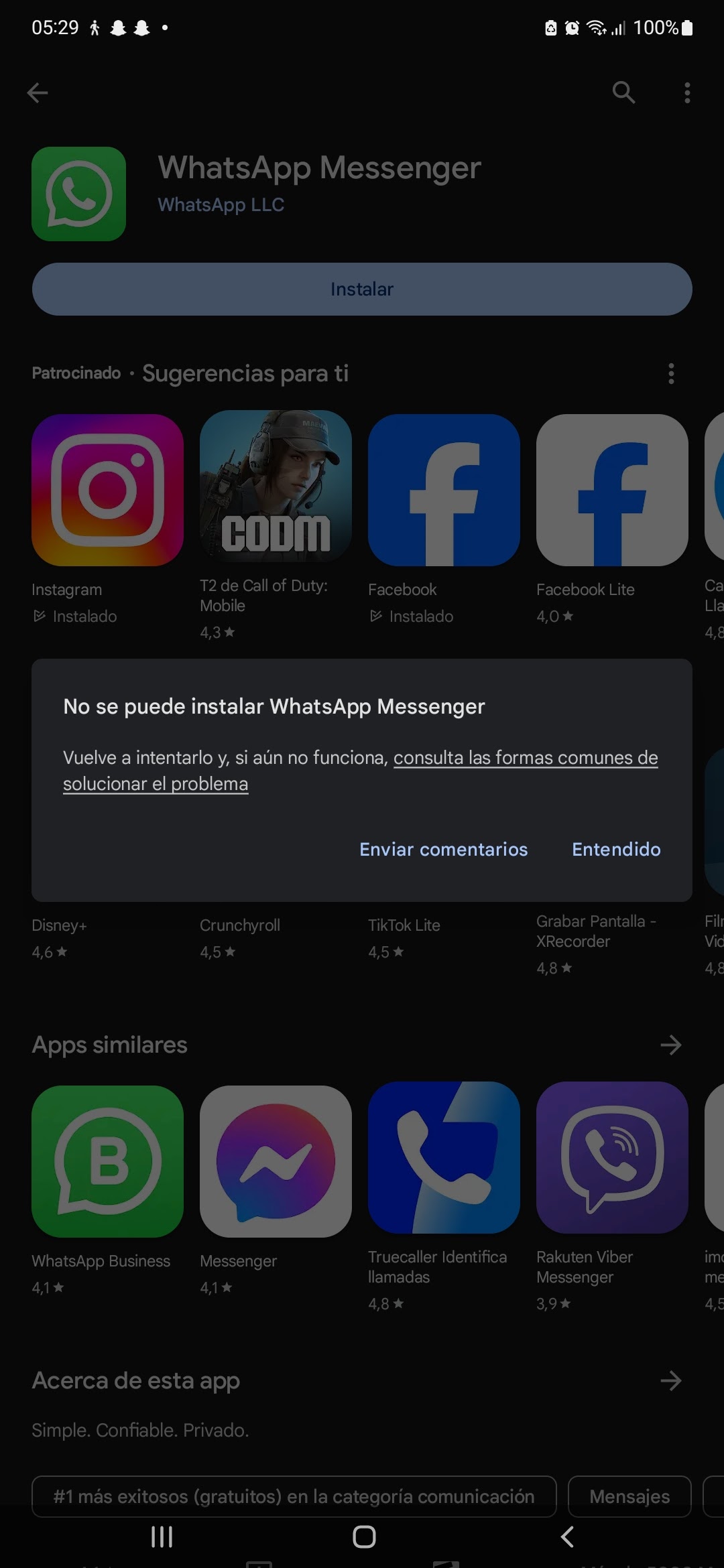 no puedo descargar whatsapp - Comunidad de Google Play