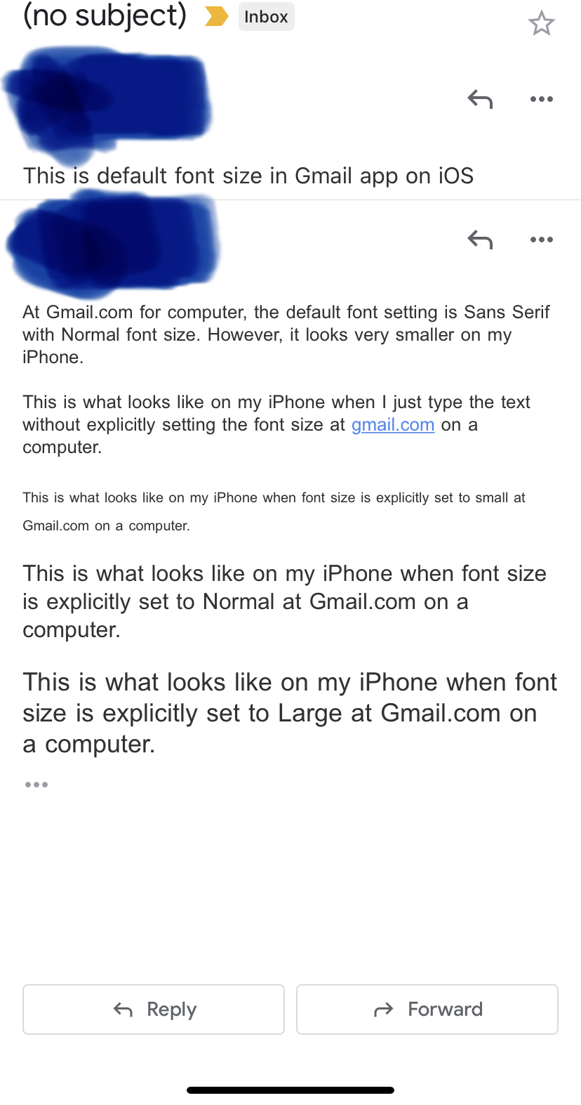 Font Display Inconsistency On Gmail Ios Gmail Community