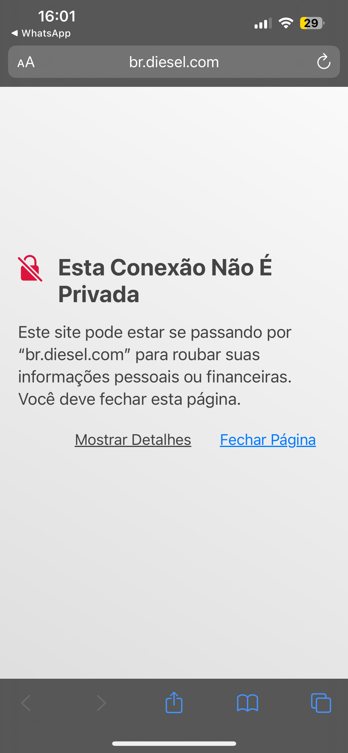 Sites não confiáveis