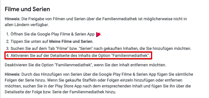 Google play familienmediathek