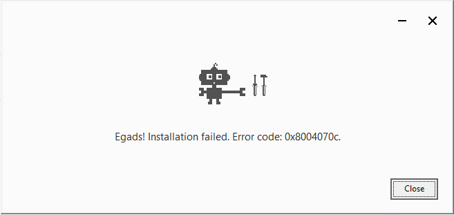 google chrome egads installation failed