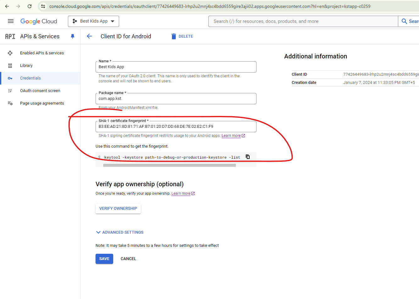 After downloading apk from playstore, Gmail Signin is not working 
