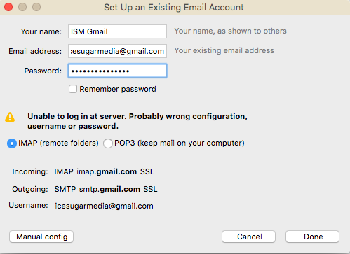 mac mail password not working in gmail imap