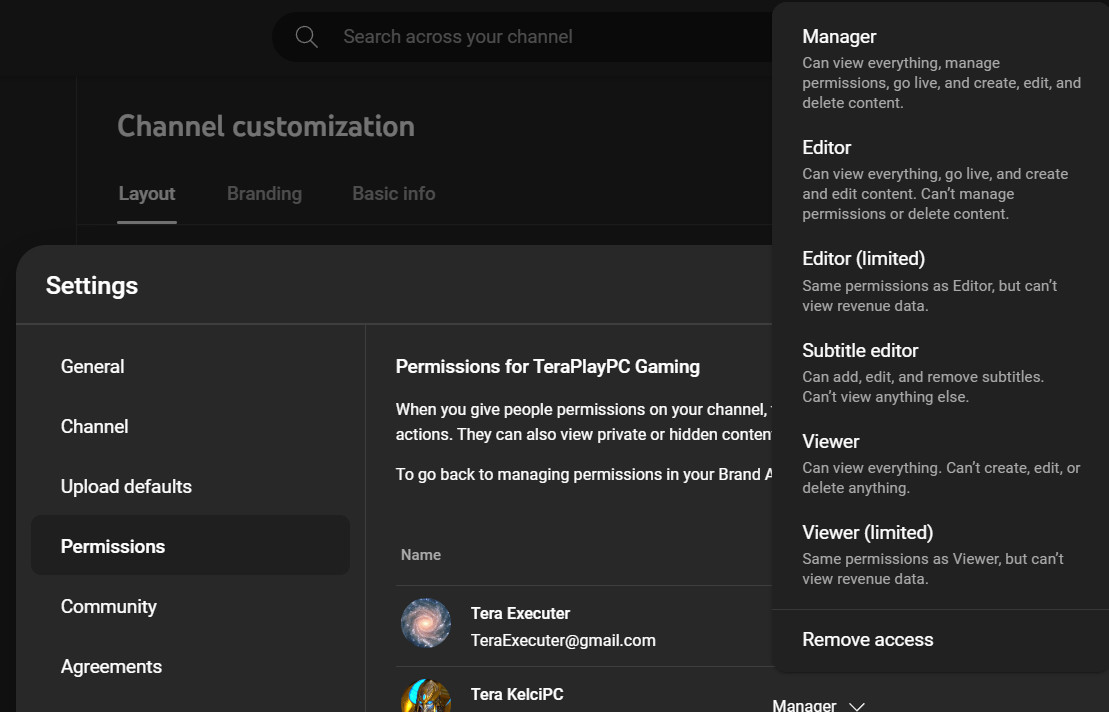 User Guide Other Permission Settings Youtube