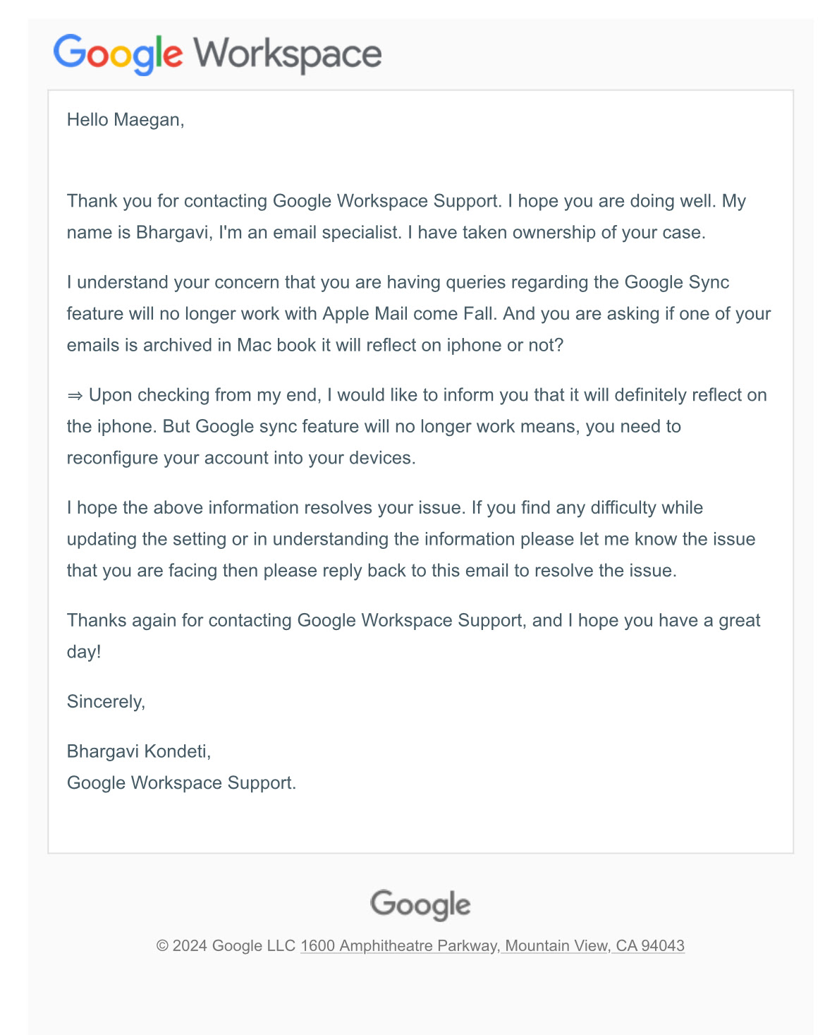 Google Sync Feature & Google Workspace