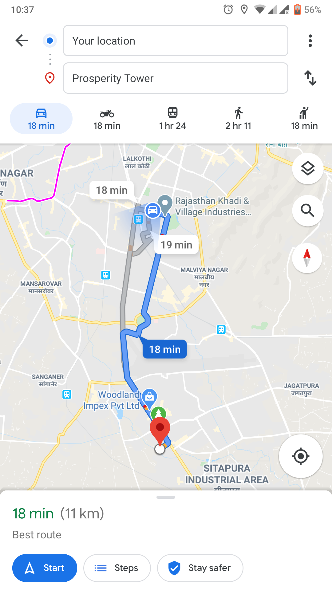 google maps directions from current location