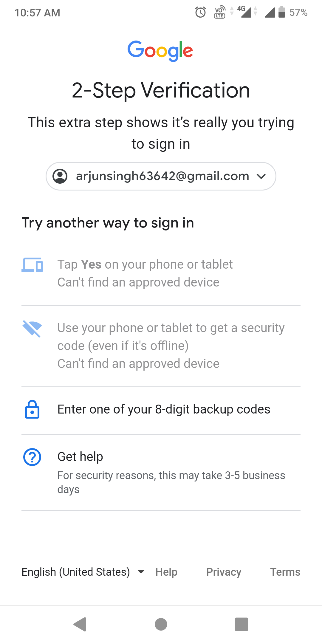 my gmail backup codes