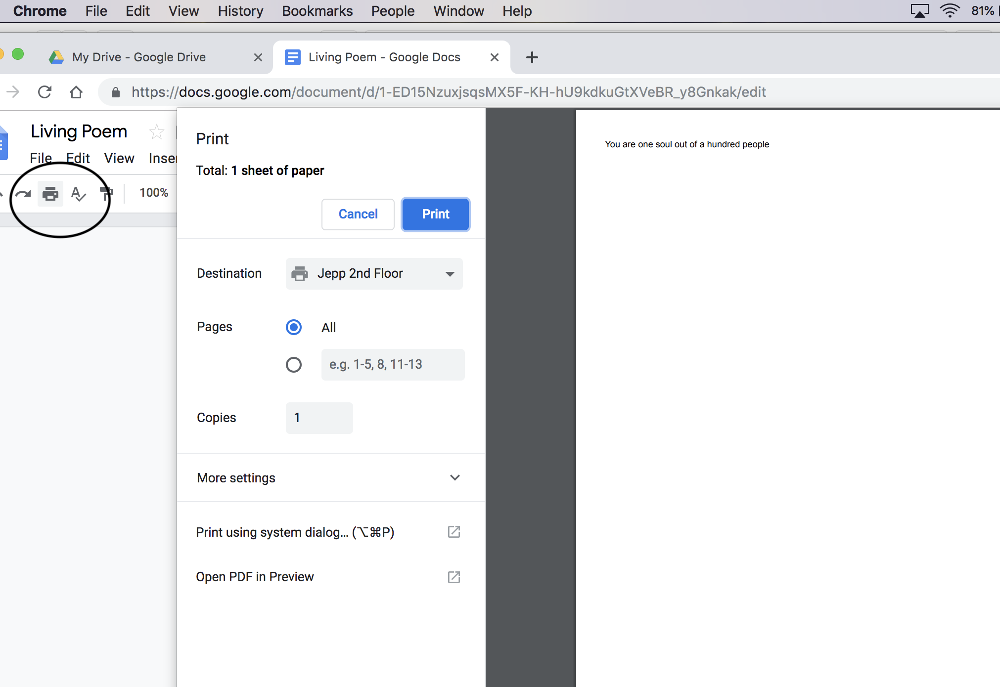 How To Print Something Off Google Drive