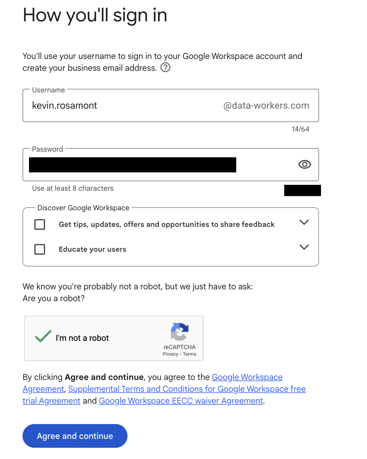 I am trying to create a google Workspace account - Google 
