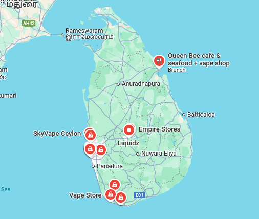 Does Google Maps adhere to local laws regarding vape shops in Sri Lanka?