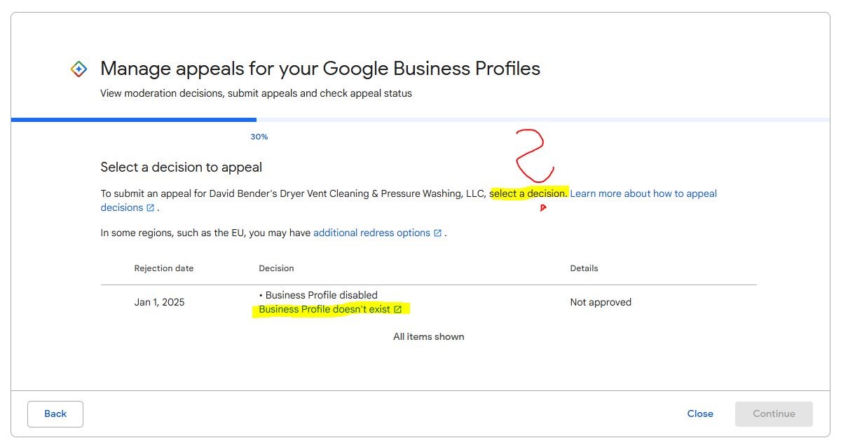 Problem with second appeal for disabled GBP - Google Business 