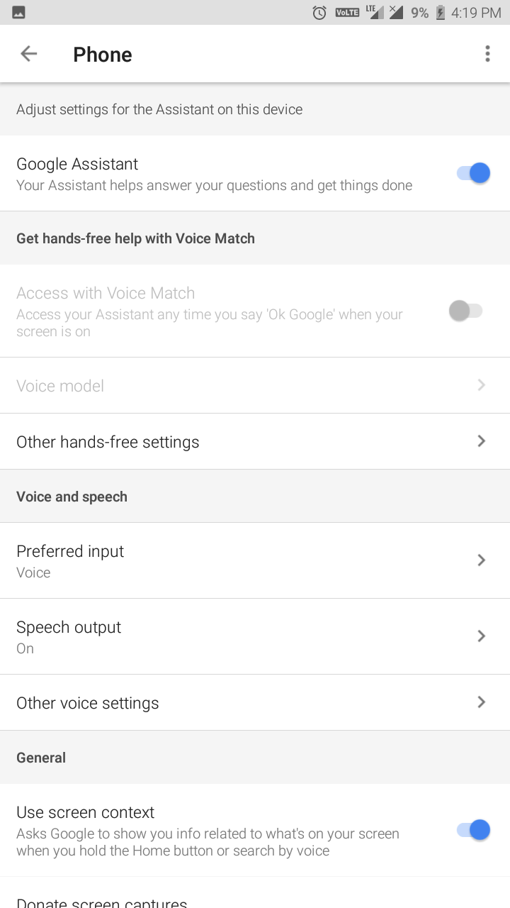 My Google Assistant Access With Voice Match Greyed Out After Oreo Update Google Assistant Community