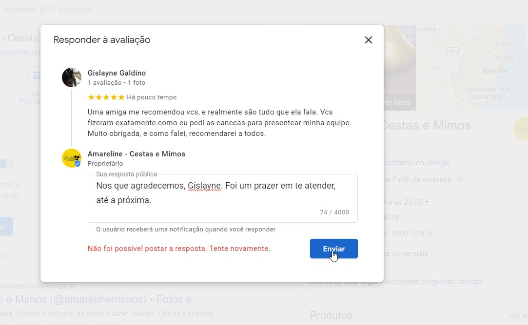 Meus clientes me qualificam no Google e deixam o comentário mas não mostra  - Comunidade Perfil da empresa no Google