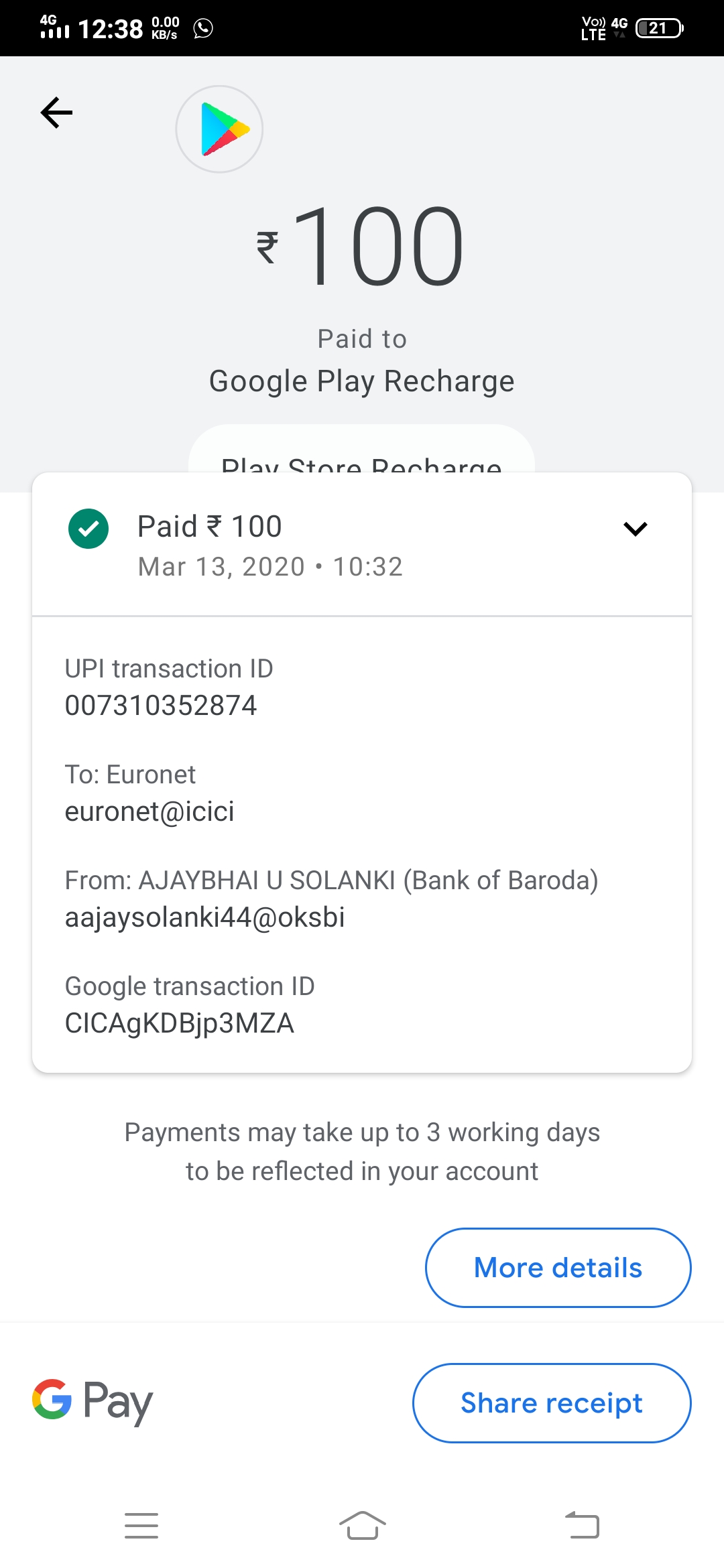 I Have Made The Payment Successfully And Have Not Yet Received The Code Google Play Community