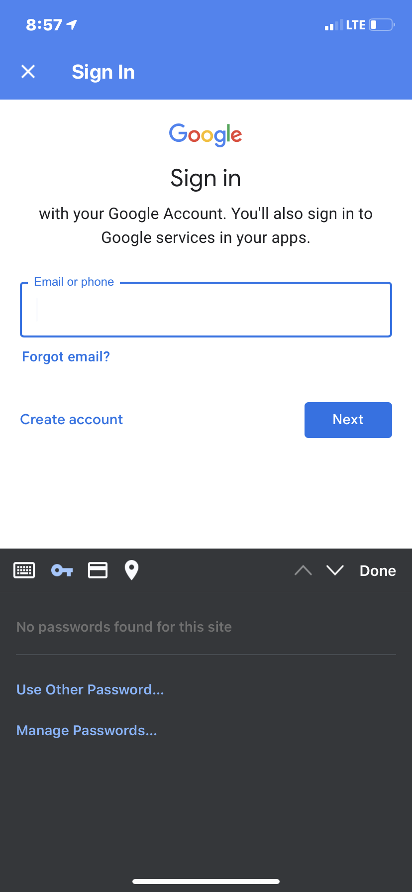 Google password manager