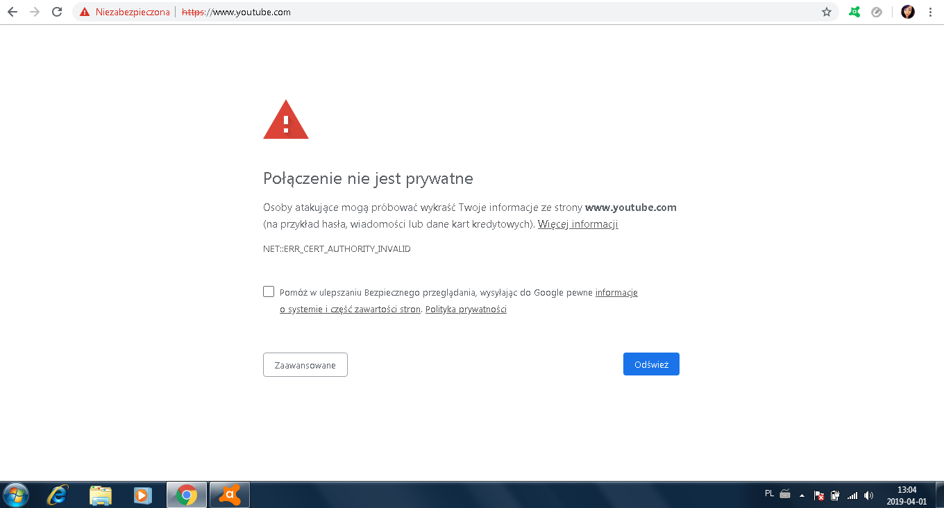 Polaczenie Nie Jest Prywatne Net Err Cert Authority Invalid Spolecznosc Google Chrome