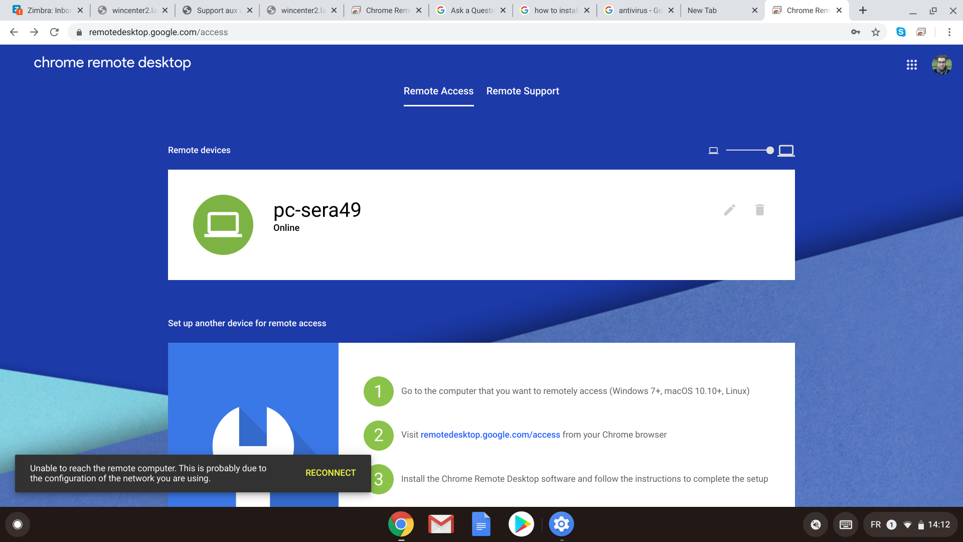 chrome remote desktop not working avast