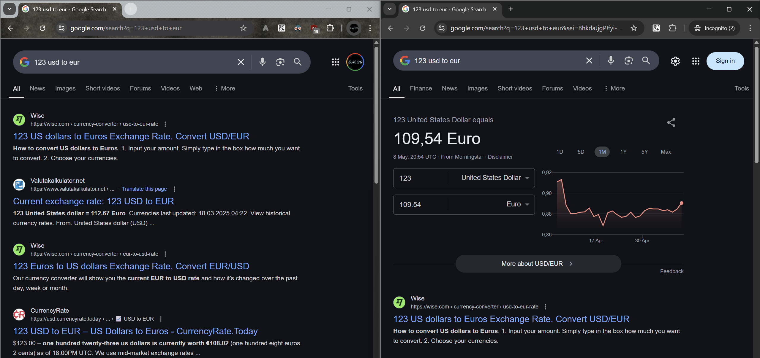 Currency conversion rates no longer appear in search resulets - Google  Search Community