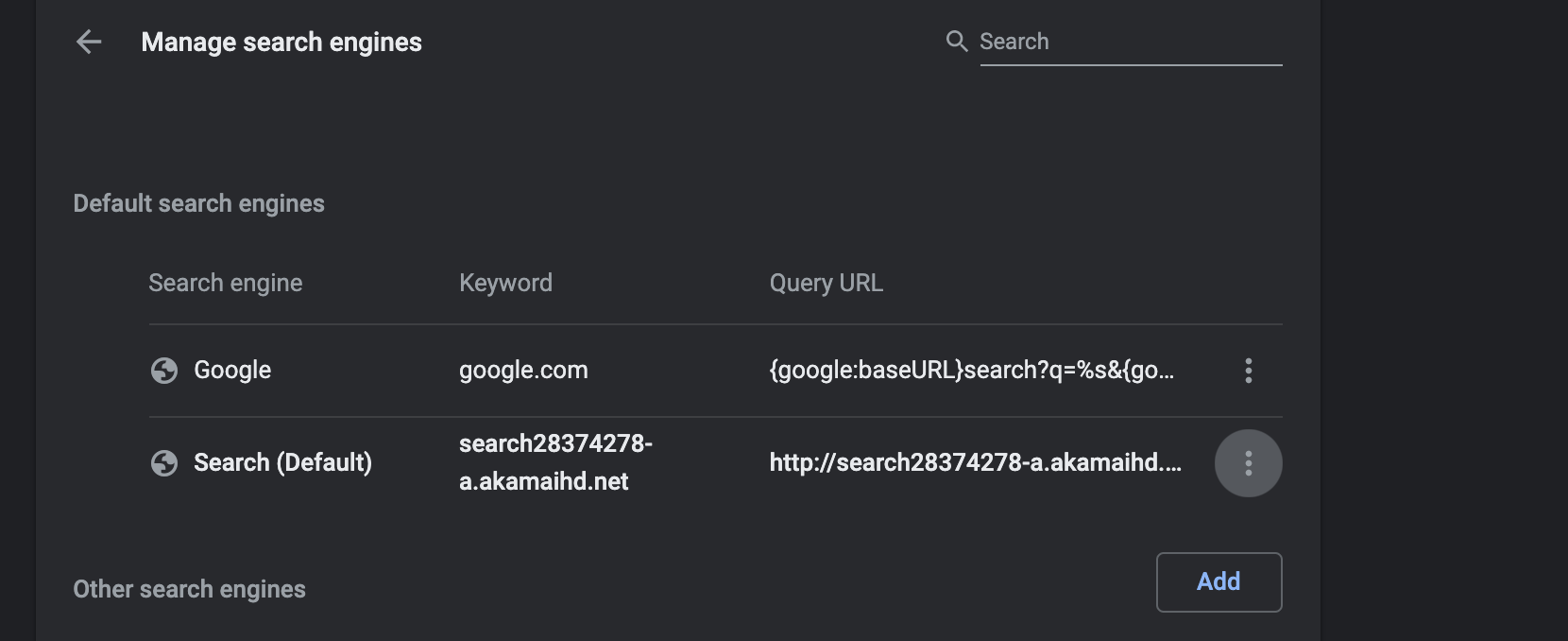 How do you remove a search engine that has set itself as default