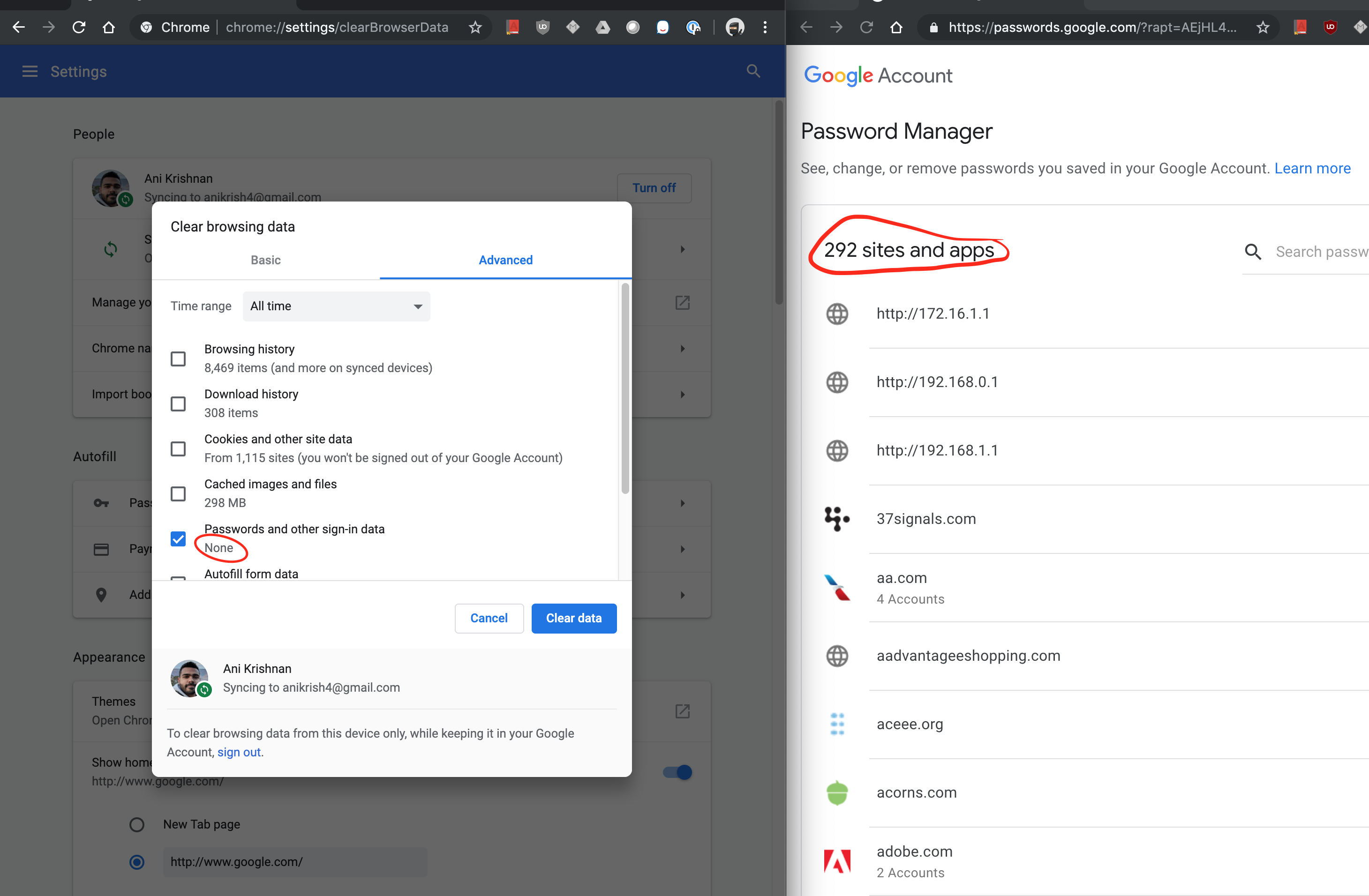 how to clear google chrome saved passwords