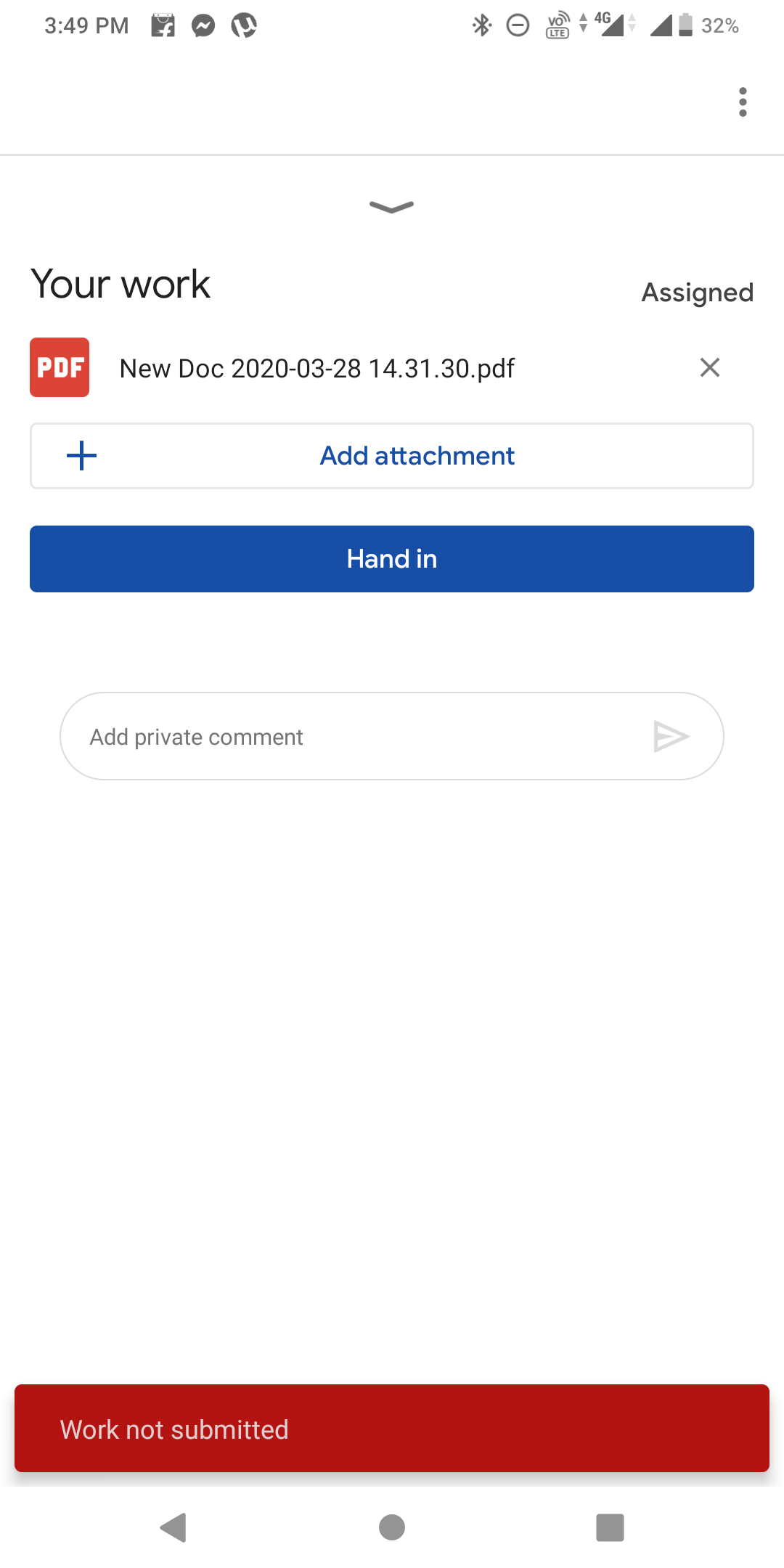 Why Work Not Submitted Error Is Coming When I Uploaded My Attachment In Google Classroom Google Classroom Community