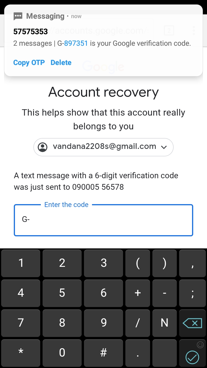 Why G Code Received To My Registered Mobile Number Is Not Recovering My