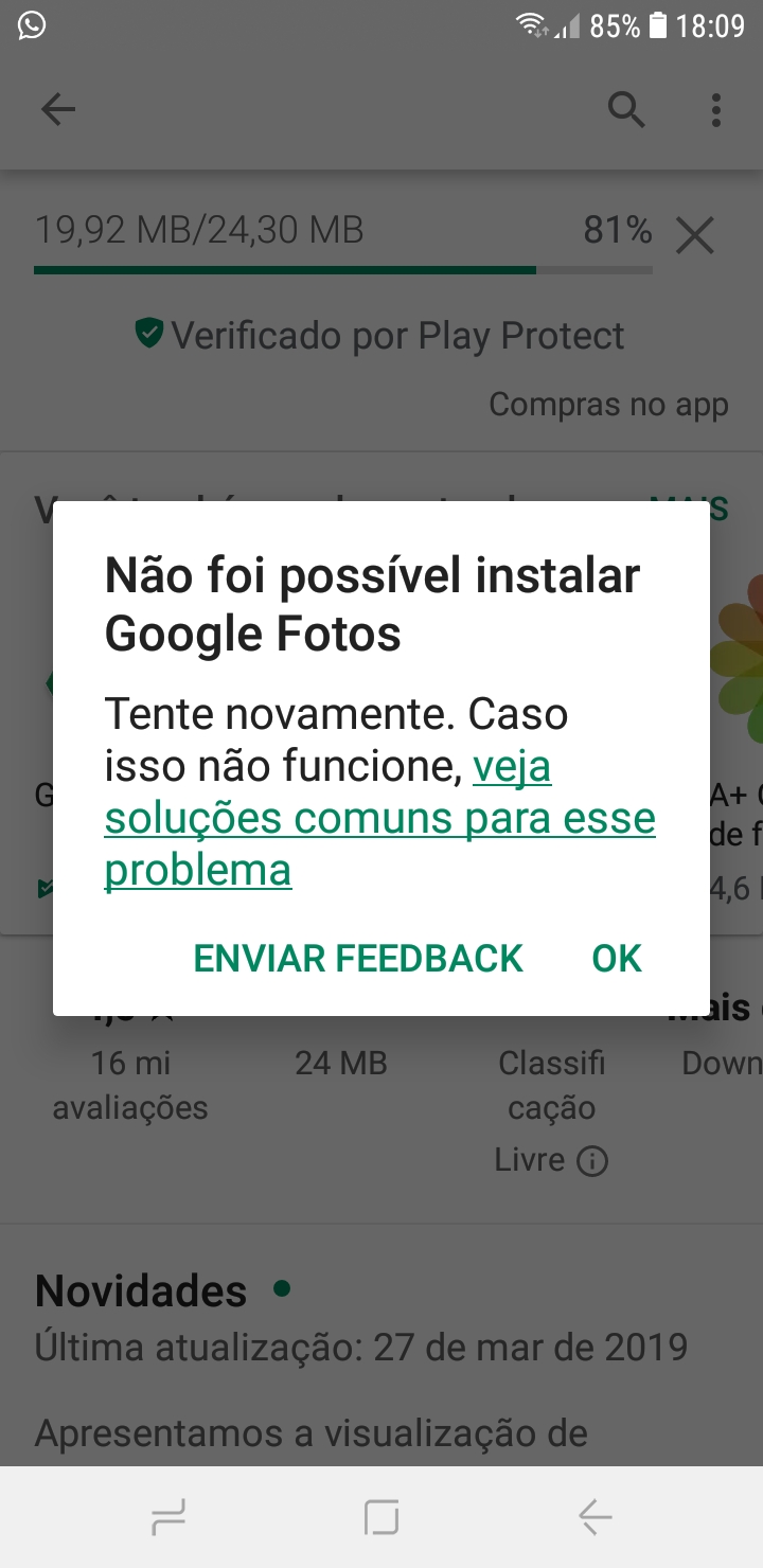 Por que não consigo instalar o app GOOGLE no Samsung J4 Core?? - Comunidade Google  Play