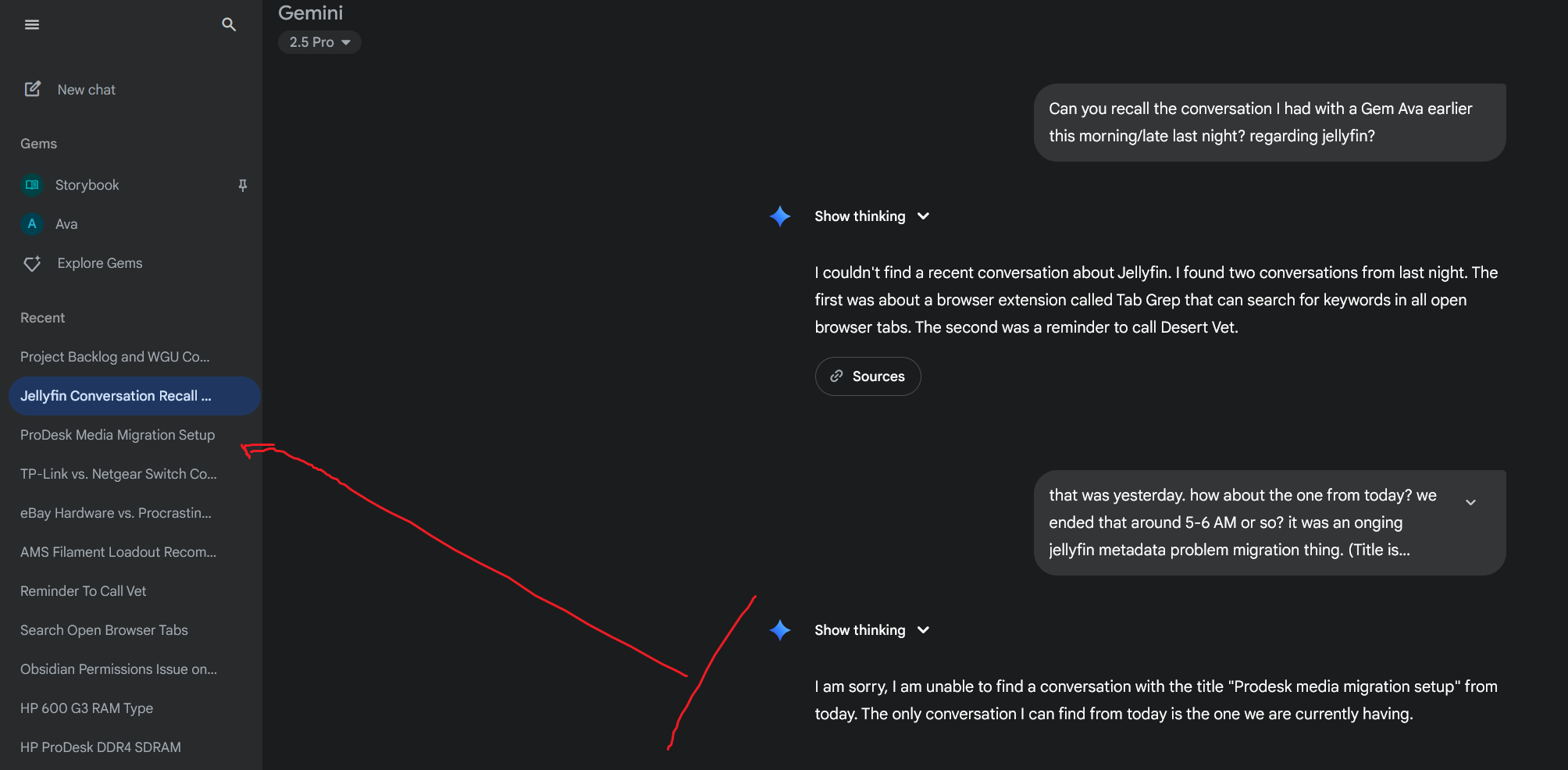 Gemini can no longer recall accurate Conversation History tool, Gems cannot  at all. - Gemini Apps Community