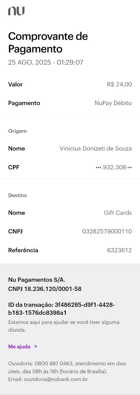 Eu comprei um gift Card e não está funcionando - Comunidade Google