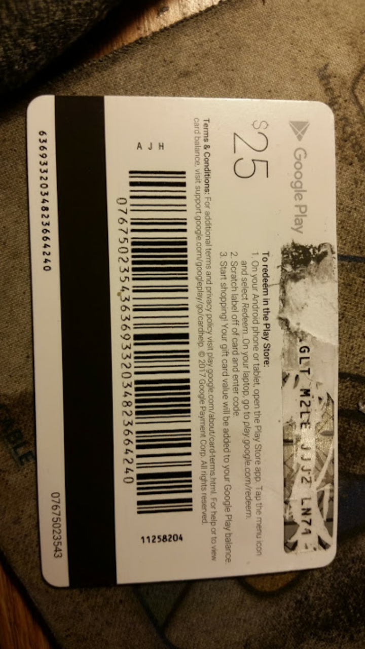 Gift card code damaged - Google Play Community