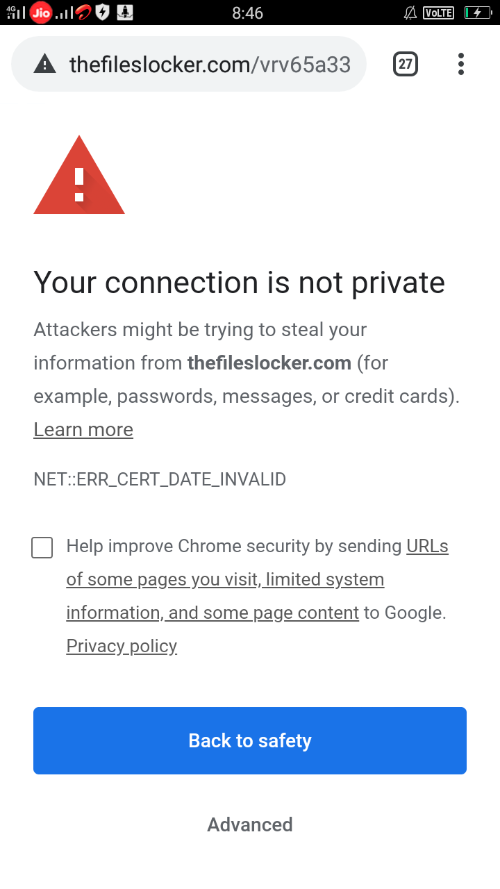 privacy error in google chrome