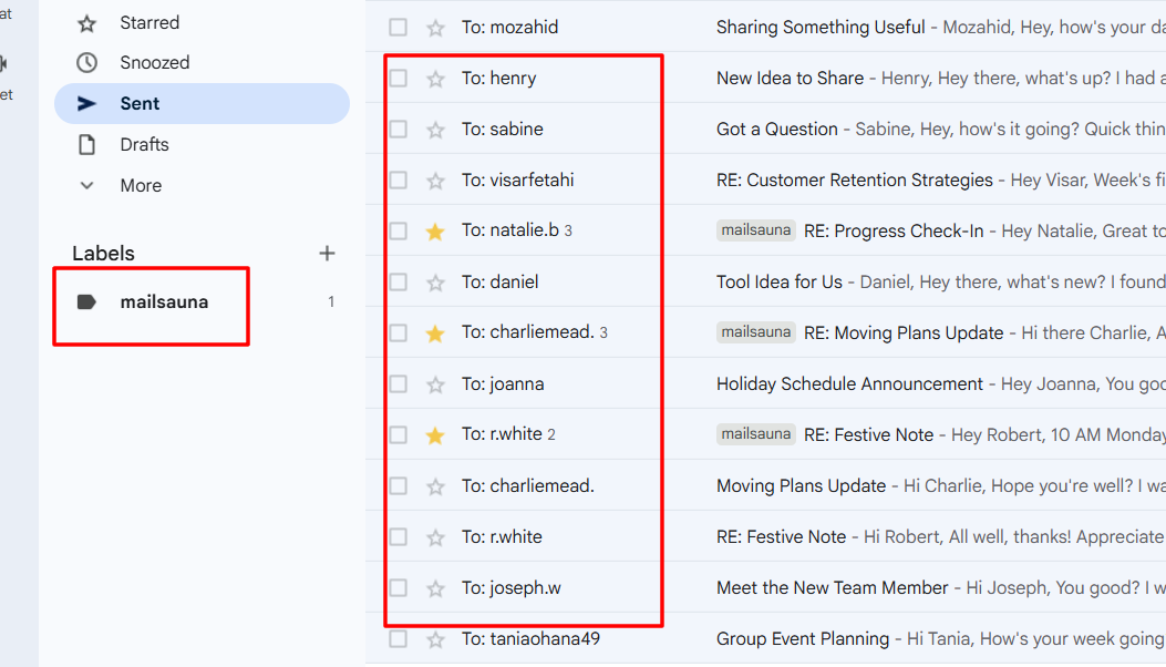 in my gmail (workspace) account, I see lot of sent emails, which I