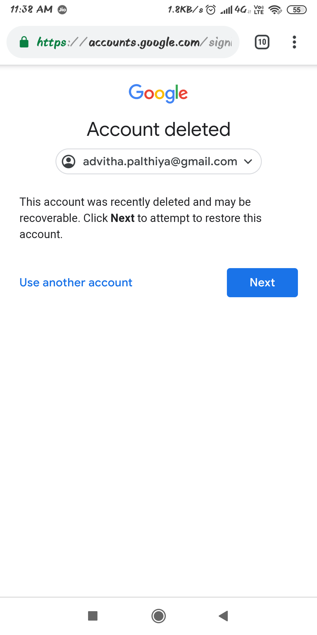 What happens if a Gmail account is deleted?