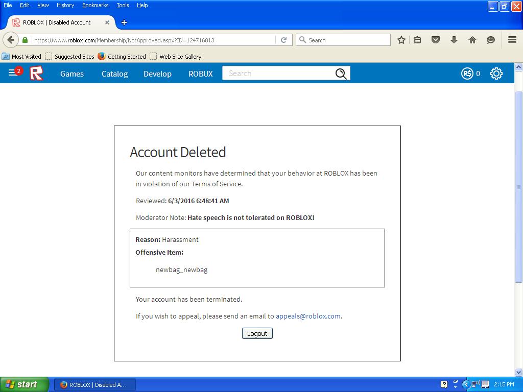 Terminated And Permanently Disabled Youtube Account Youtube Community - if roblox banned youtubers