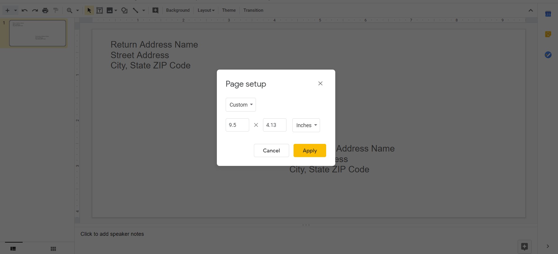 Google Docs Envelope Template