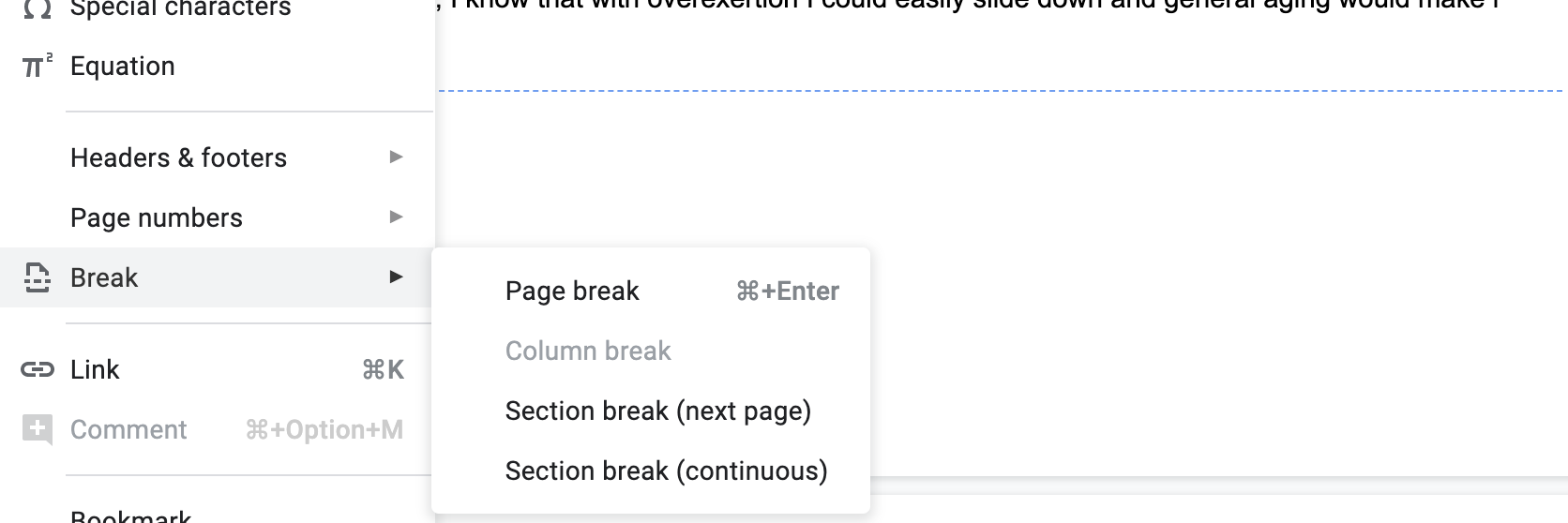 delete a section break in word for mac